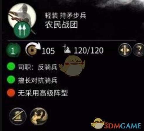《全面战争:三国》轻装持矛步兵农民战团属性介绍