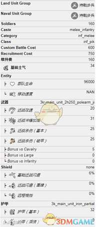《全面战争:三国》戟步兵属性介绍