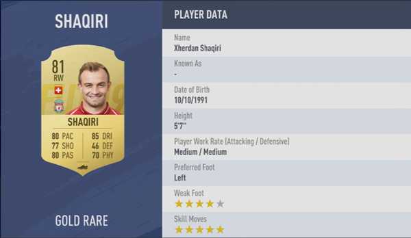 《FIFA 19》全5星花式球员汇总