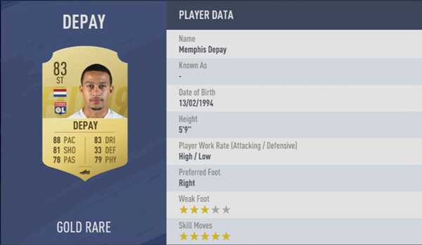 《FIFA 19》全5星花式球员汇总