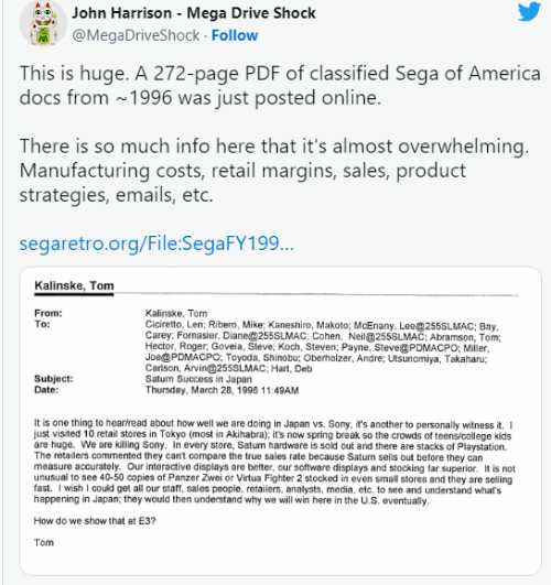 泄密文件显示：世嘉曾有信心击败索尼PS游戏机