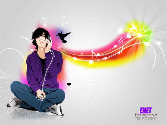 Photoshop 一张时尚的卡通音乐壁纸