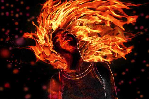 Photoshop 激情燃烧的火焰美女