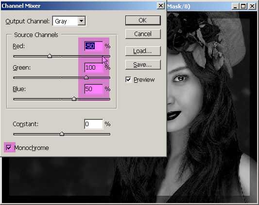 Photoshop教程:彩色MM变高质黑白MM