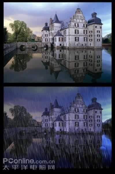 photoshop教程:雨夜特效简单做