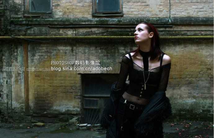 Photoshop美女模特黑白艺术色调写真