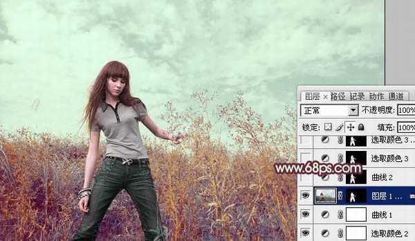 photoshop利用通道快速为荒原人物图片打造出柔和的橙绿色