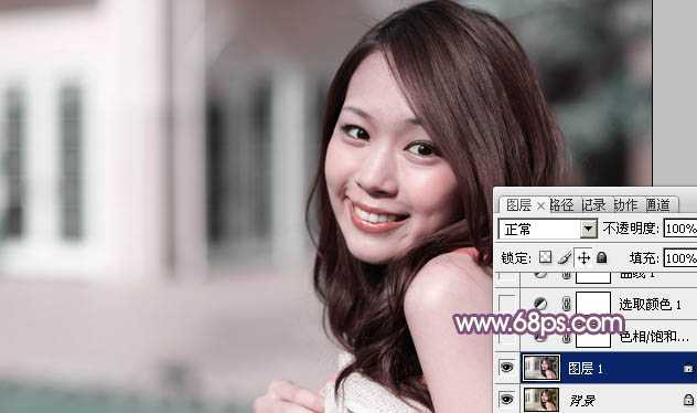 photoshop利用通道替换工具将美女图片打造出甜美的黄紫色效果