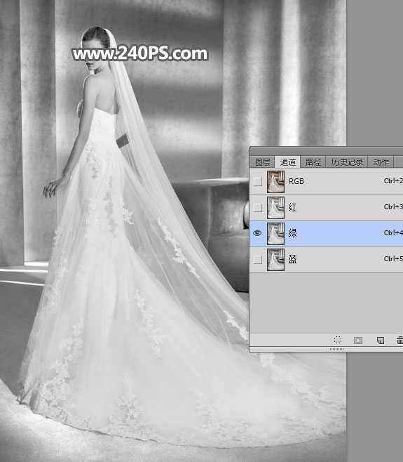 ps如何完美抠出室内背景杂乱的大气婚纱照片?